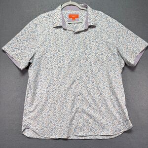 Johnston Murphy Performance Mens XL Short Sleeve Button Down Shirt Paisley Print